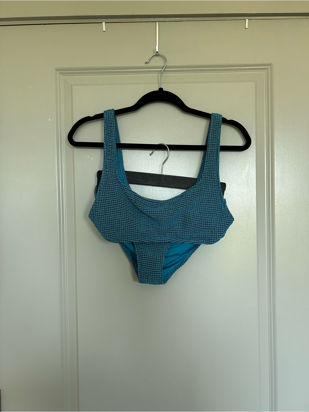 aerie Women’s Teal Textured Sparkly Bikini Set Top